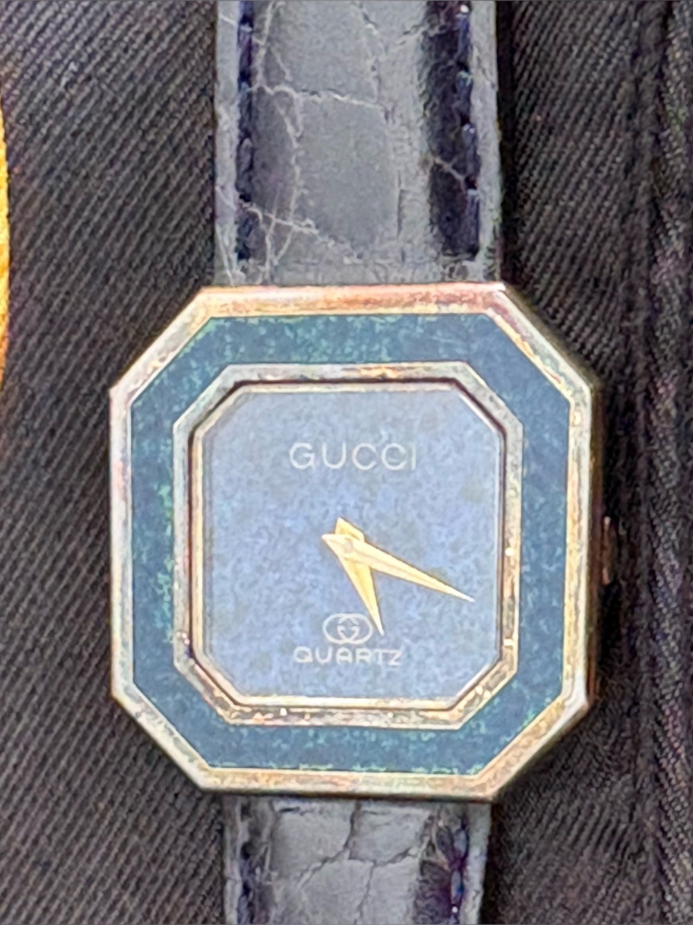 Gucci Octagonal Lapis Blue Dial Quartz Watch with Gold Hands
